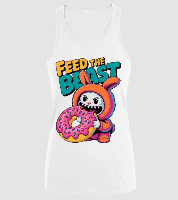 Feed the beast model alb pe tricou