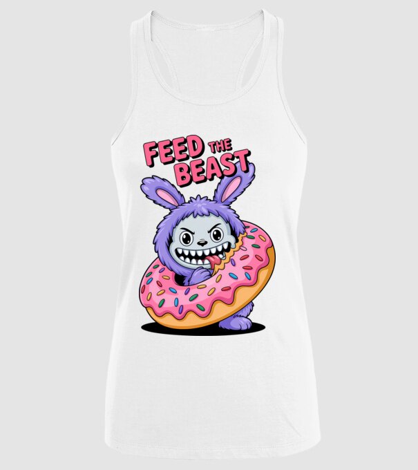 Feed the beast model alb pe tricou
