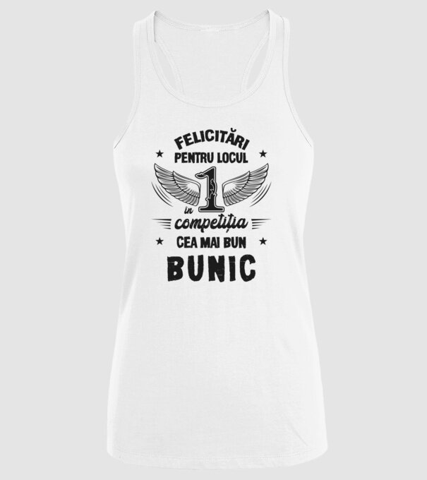 Felicitări pentru locul 1 în competiția Cel mai bun bunic! model alb pe tricou
