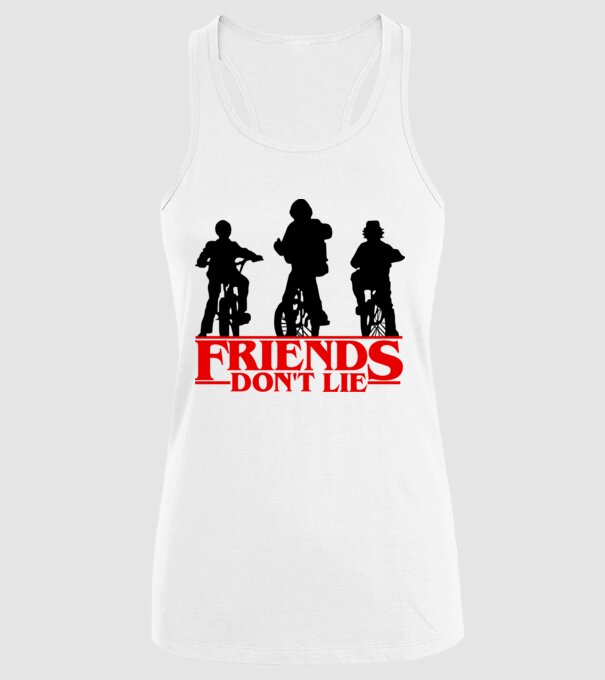 friends dont lie bicycle model alb pe tricou