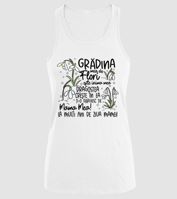Grădina mea de flori model alb pe tricou