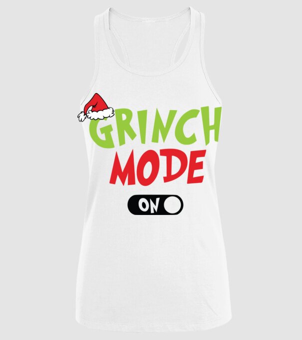 Grinch Mode model alb pe tricou