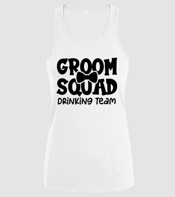 Groom Squad model alb pe tricou