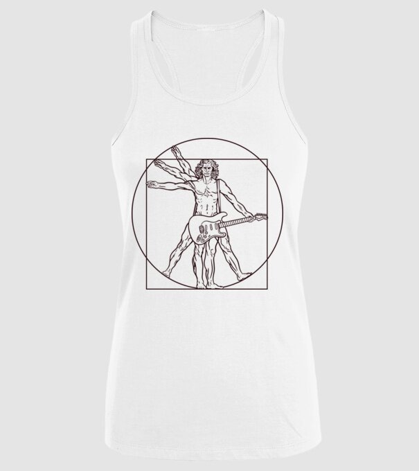 Guitar player model alb pe tricou