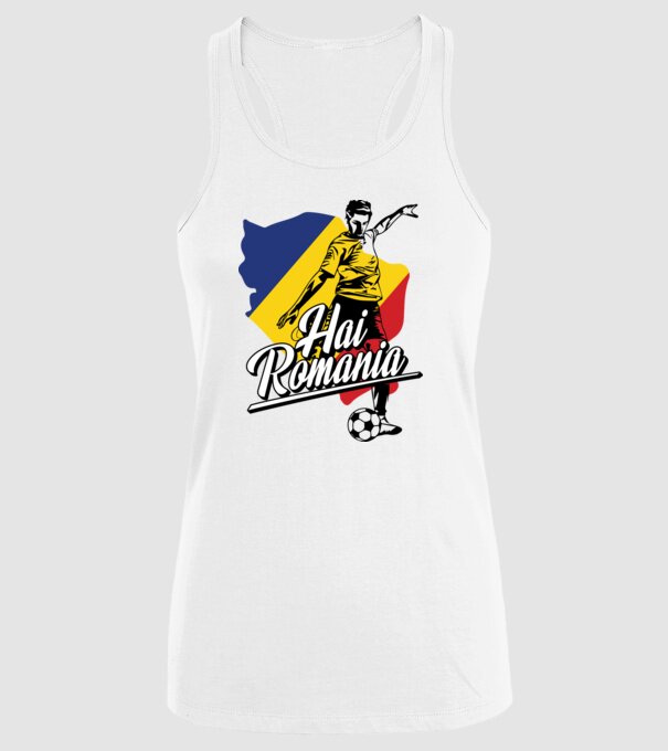Hai romania fotbal model alb pe tricou