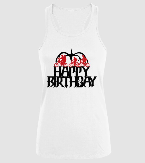happy birthday stranger things model alb pe tricou