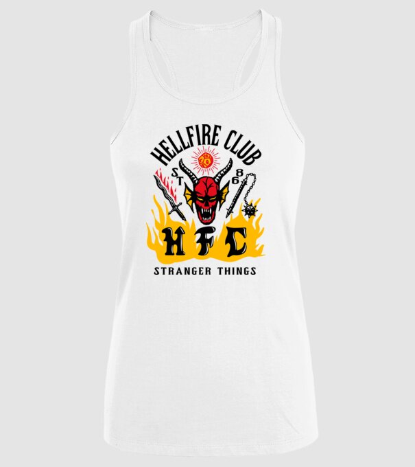 hellfire club 86 stranger things model alb pe tricou