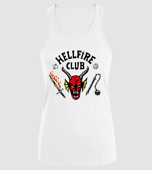 HELLFIRE CLUB model alb pe tricou