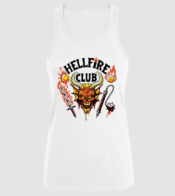 Hellfire ok model alb pe tricou