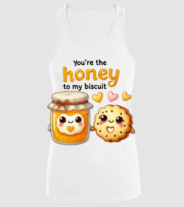 Honey to my Biscuit model alb pe tricou
