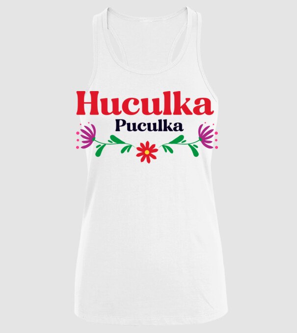 Huculka Puculka model alb pe tricou