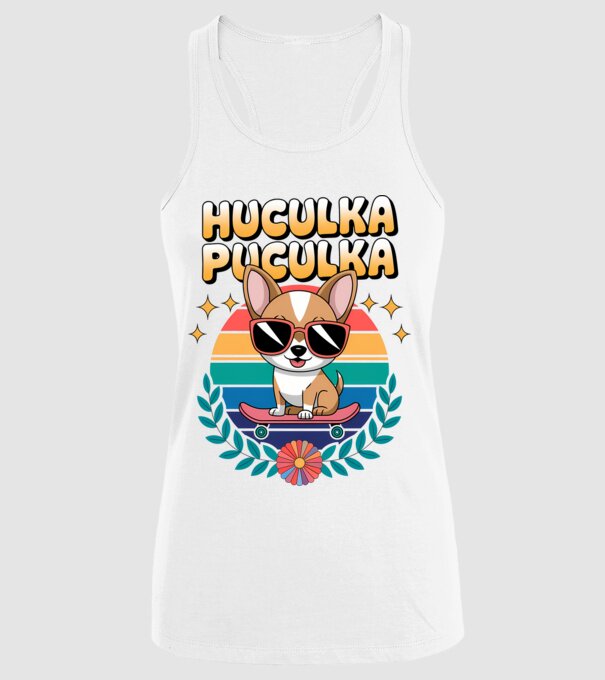 Huculka Puculka Câine 2 model alb pe tricou