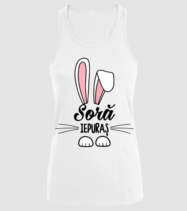 iepuraș soră model alb pe tricou