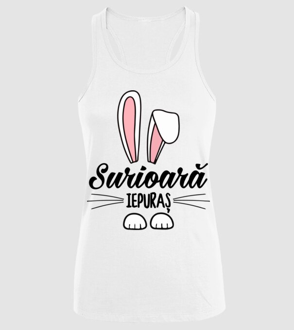 Iepuraș surioară model alb pe tricou