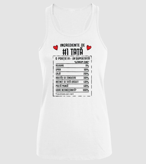Ingrediente Tată model alb pe tricou