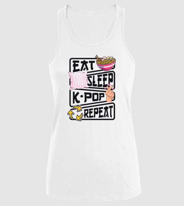 K-POP EAT SLEEP model alb pe tricou