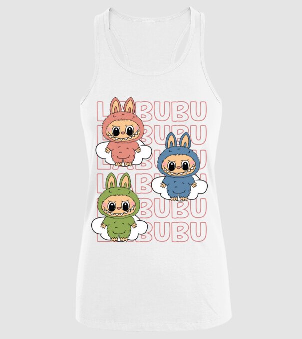 LABUBU model alb pe tricou