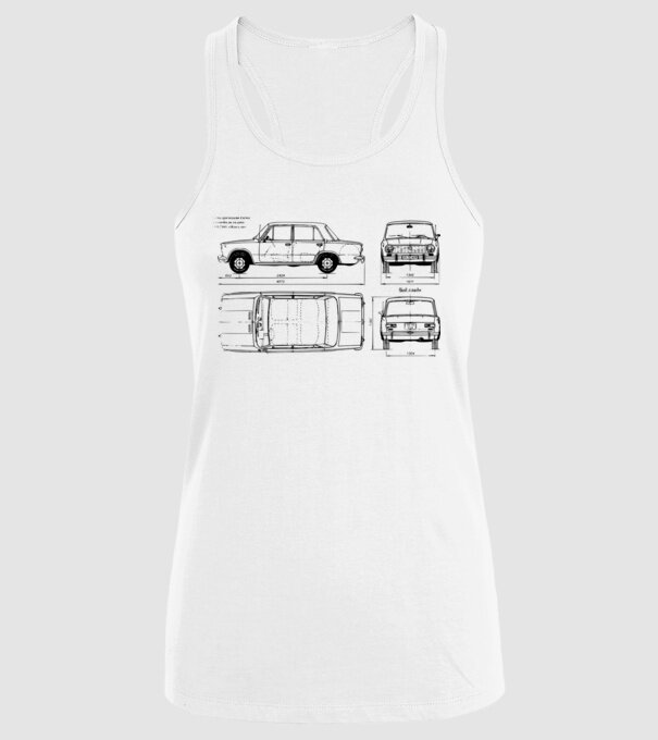 Lada model alb pe tricou