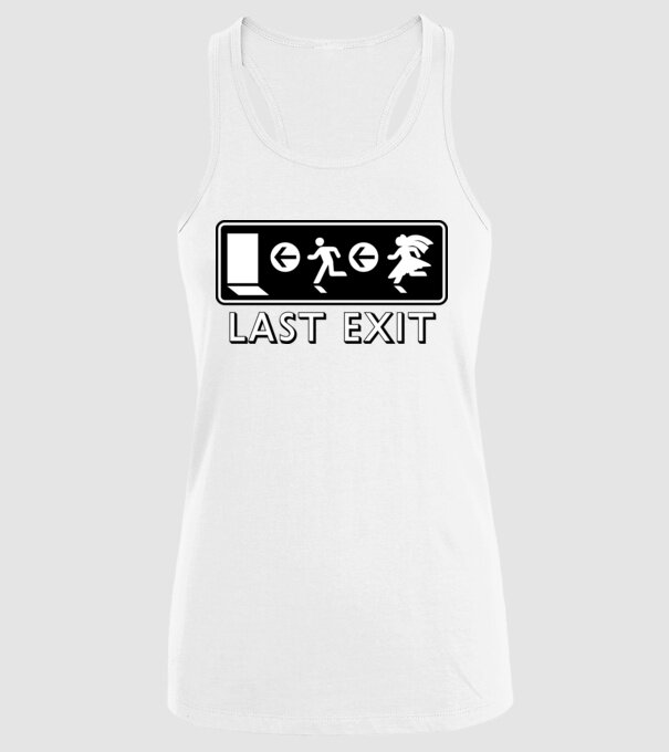 Last Exit model alb pe tricou