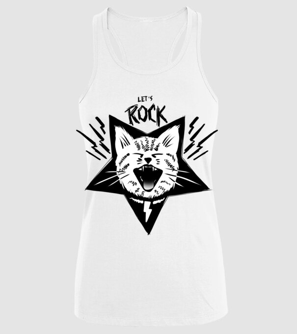Let's Rock model alb pe tricou
