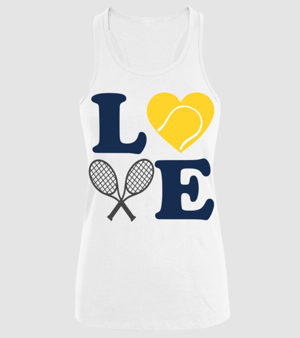 LOVE Tennis model alb pe tricou