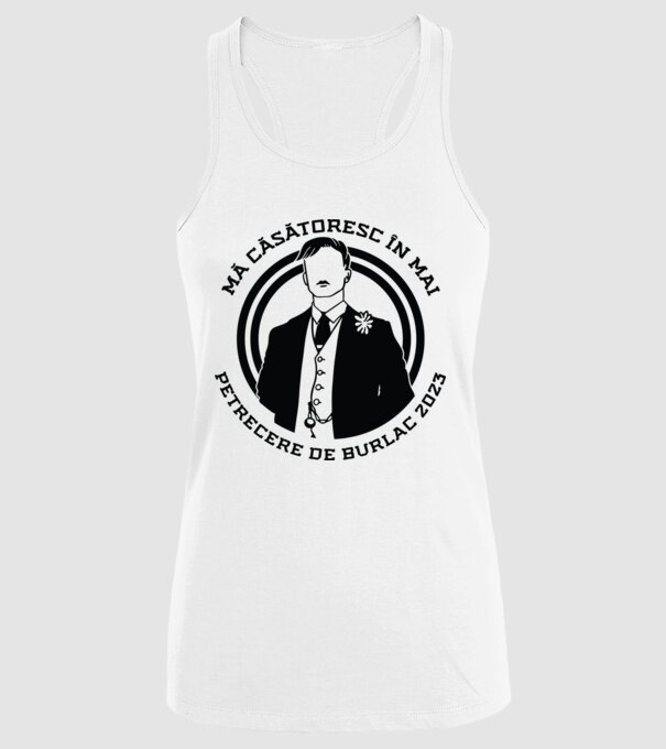 mă căsătoresc în mai - petrecere de burlac model alb pe tricou