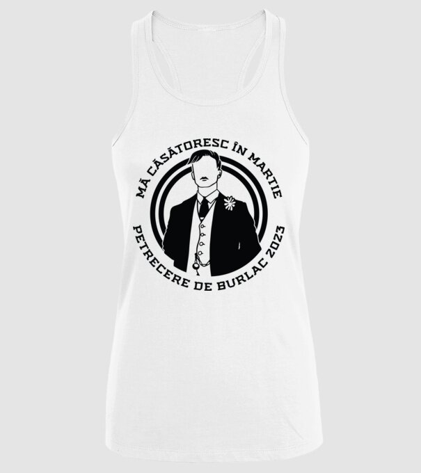 mă căsătoresc în martie - petrecere de burlac model alb pe tricou