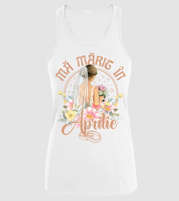 mă mărit - în aprilie model alb pe tricou