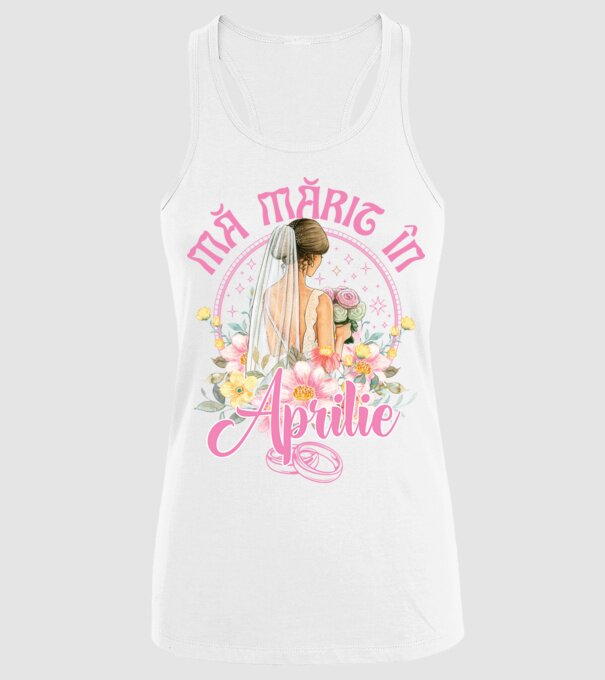 mă mărit - în aprilie model alb pe tricou