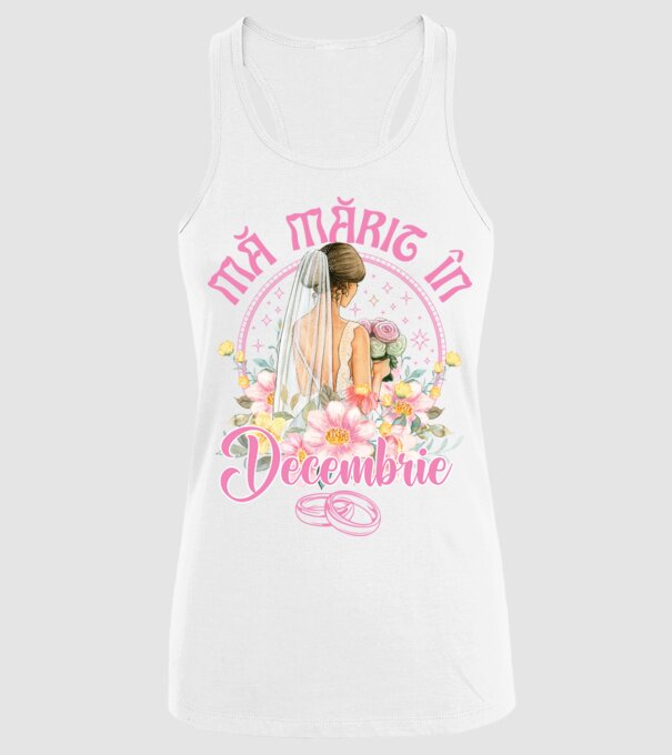 mă mărit - în decembrie model alb pe tricou