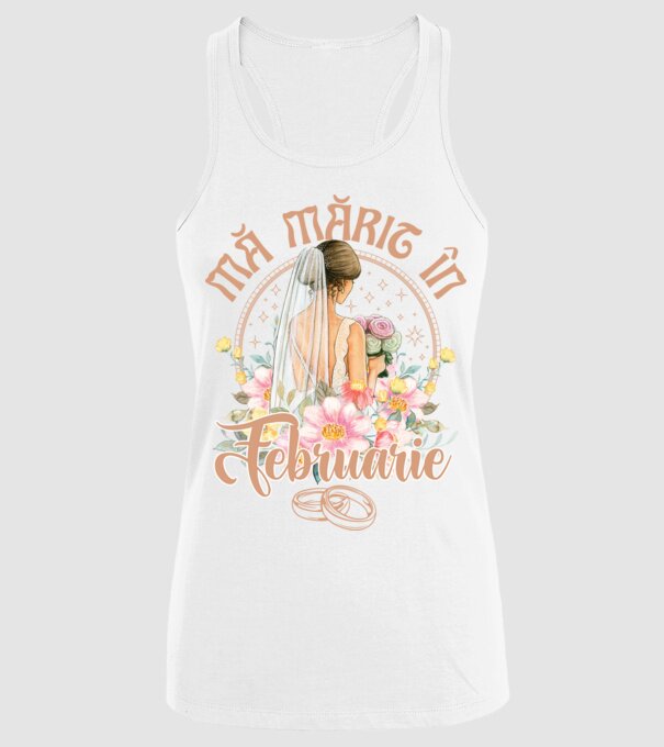 mă mărit - în februarie model alb pe tricou