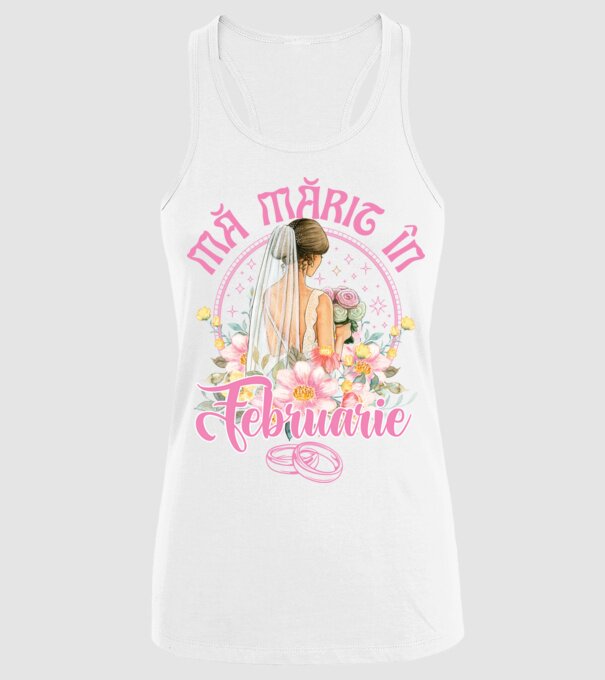 mă mărit - în februarie model alb pe tricou