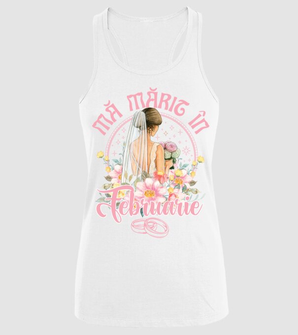 mă mărit - în februarie model alb pe tricou