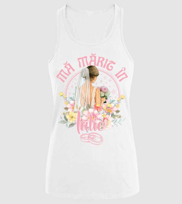mă mărit - în iulie model alb pe tricou