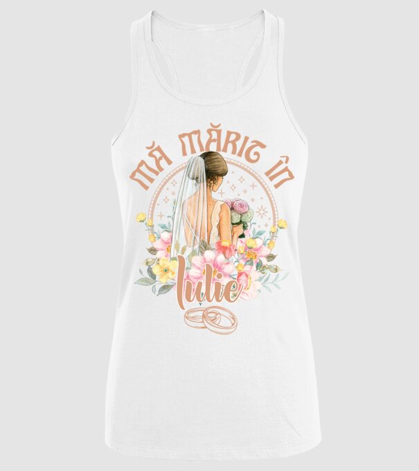 mă mărit - în iulie model alb pe tricou