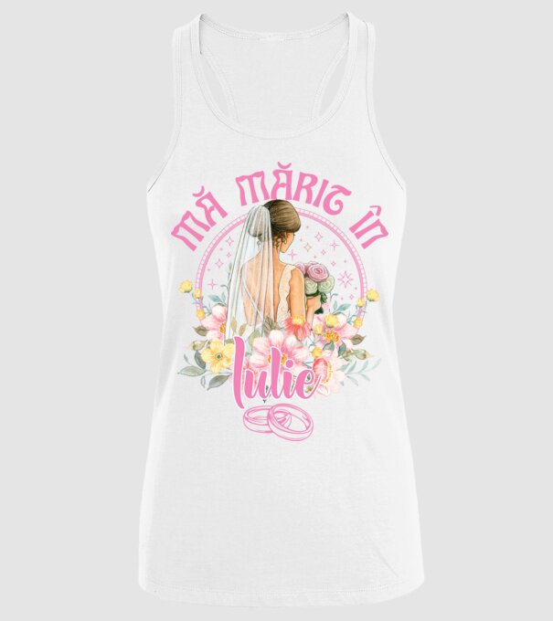 mă mărit - în iulie model alb pe tricou