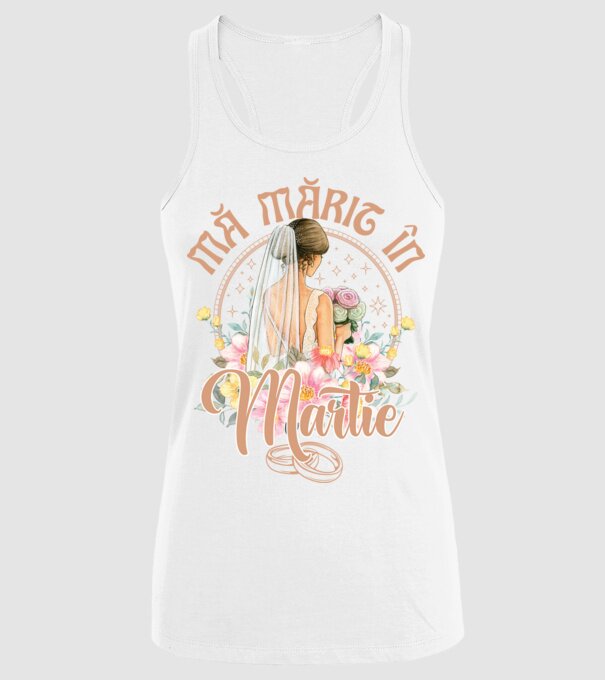 mă mărit - în martie model alb pe tricou