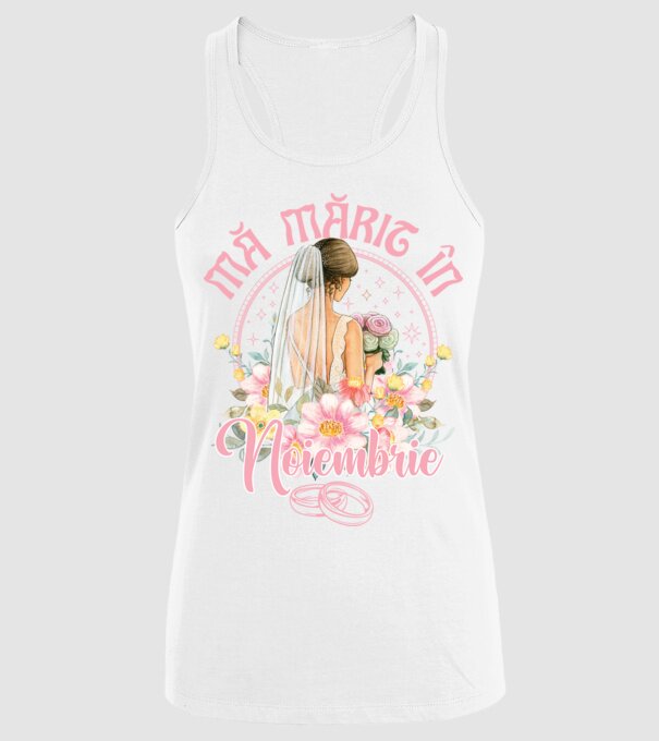 mă mărit - în noiembrie model alb pe tricou