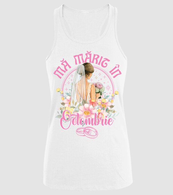 mă mărit - în octombrie model alb pe tricou
