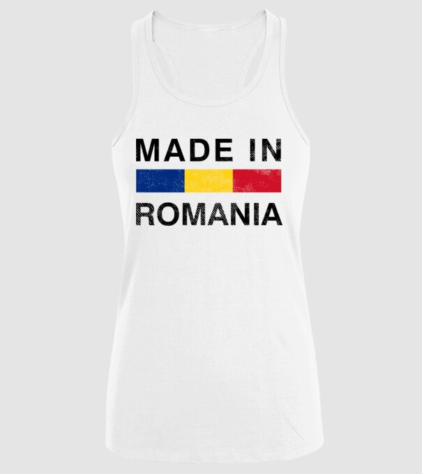 made in romania model alb pe tricou