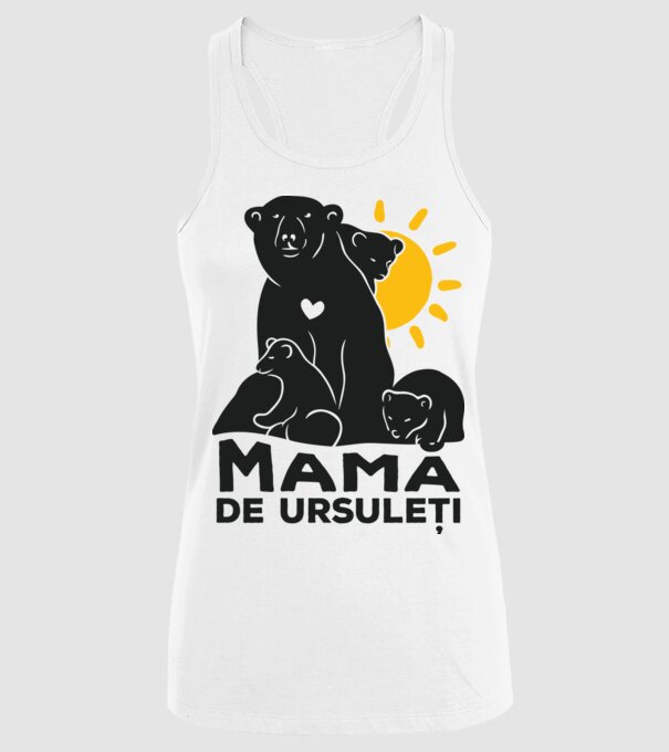 Mamă de ursuleți model alb pe tricou