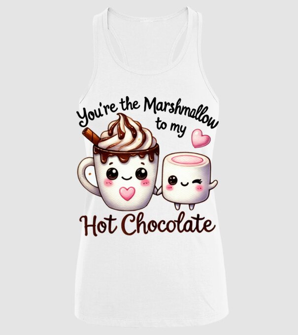 Marshmallow to my Hot Chocolate model alb pe tricou
