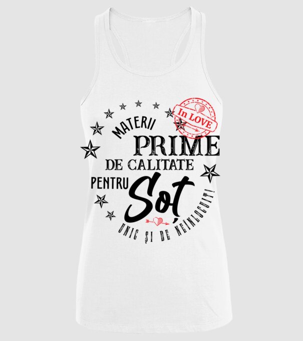 Materii prime de calitate pentru soț model alb pe tricou