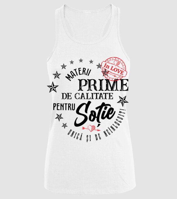Materii prime de calitate pentru soție model alb pe tricou