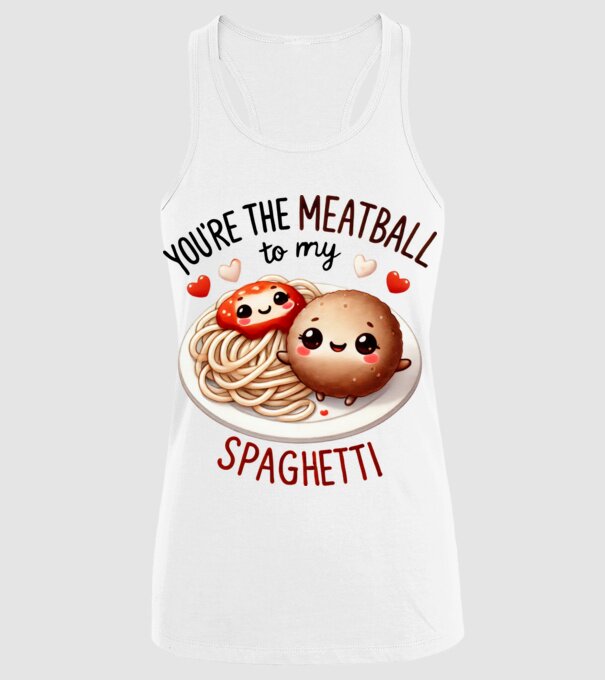 Meatball to my Spaghetti model alb pe tricou