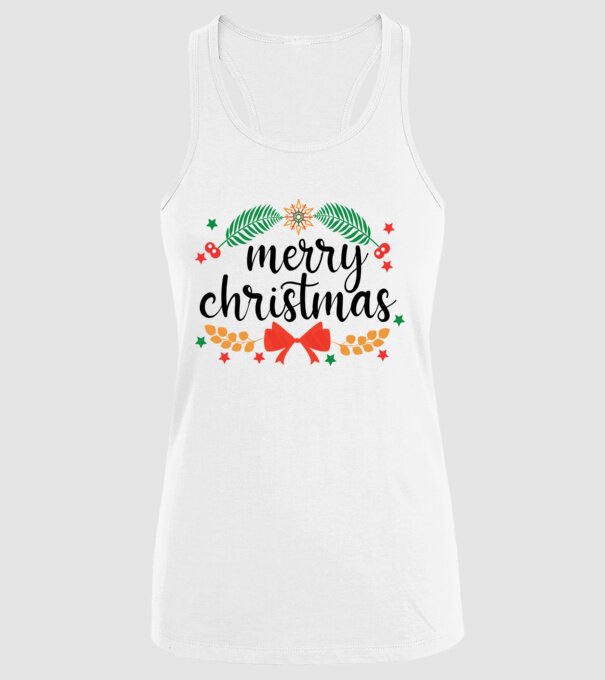 Merry christmas model alb pe tricou