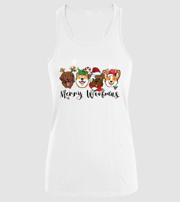Merry woofmas 2 model alb pe tricou
