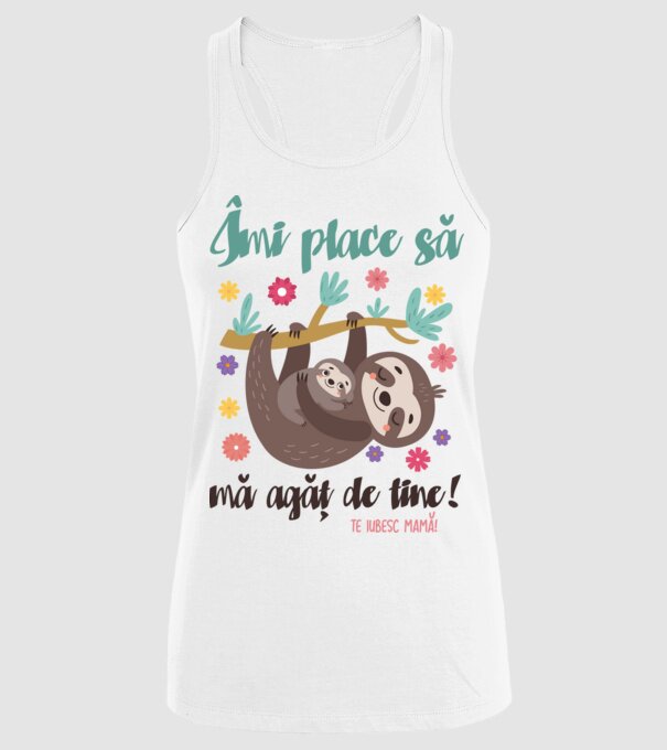 Îmi place că te agăți de mine! model alb pe tricou
