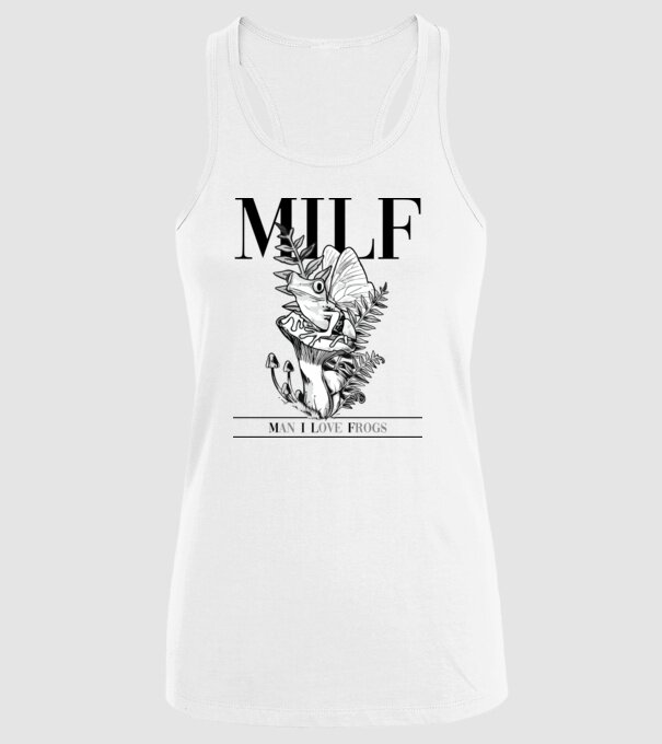 MILF man i love frogs model alb pe tricou