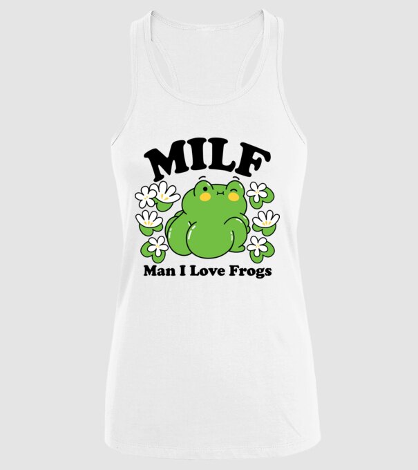 MILF man i love frogs model alb pe tricou